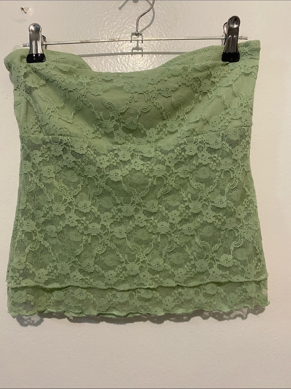 See You Monday Strapless Lace Mini Skirt in Mint Green